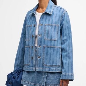 VERONICA BEARD Darling Denim Stripe Boxy Fit Jacket Sz S NWT $428!!